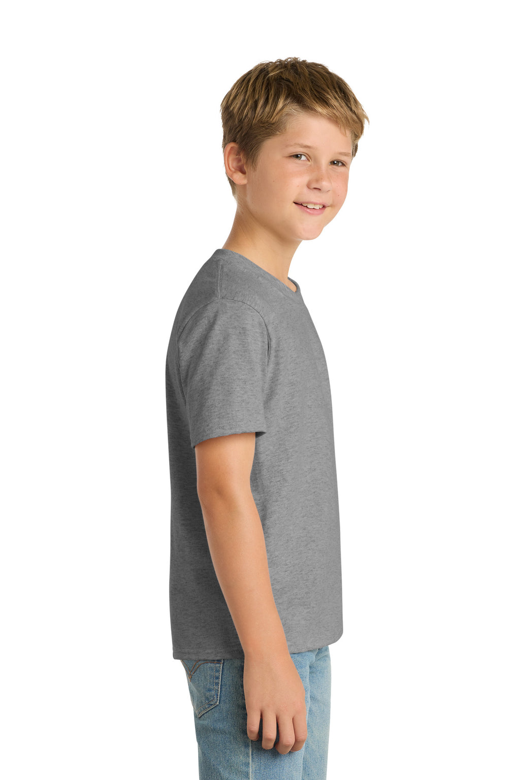 Port & Co Youth Core Blend Tee. PC55Y - Athletic Heather - side