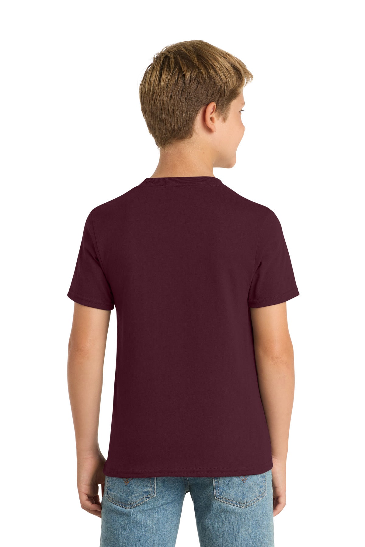 Port & Co Youth Core Blend Tee. PC55Y - Athletic Maroon - back