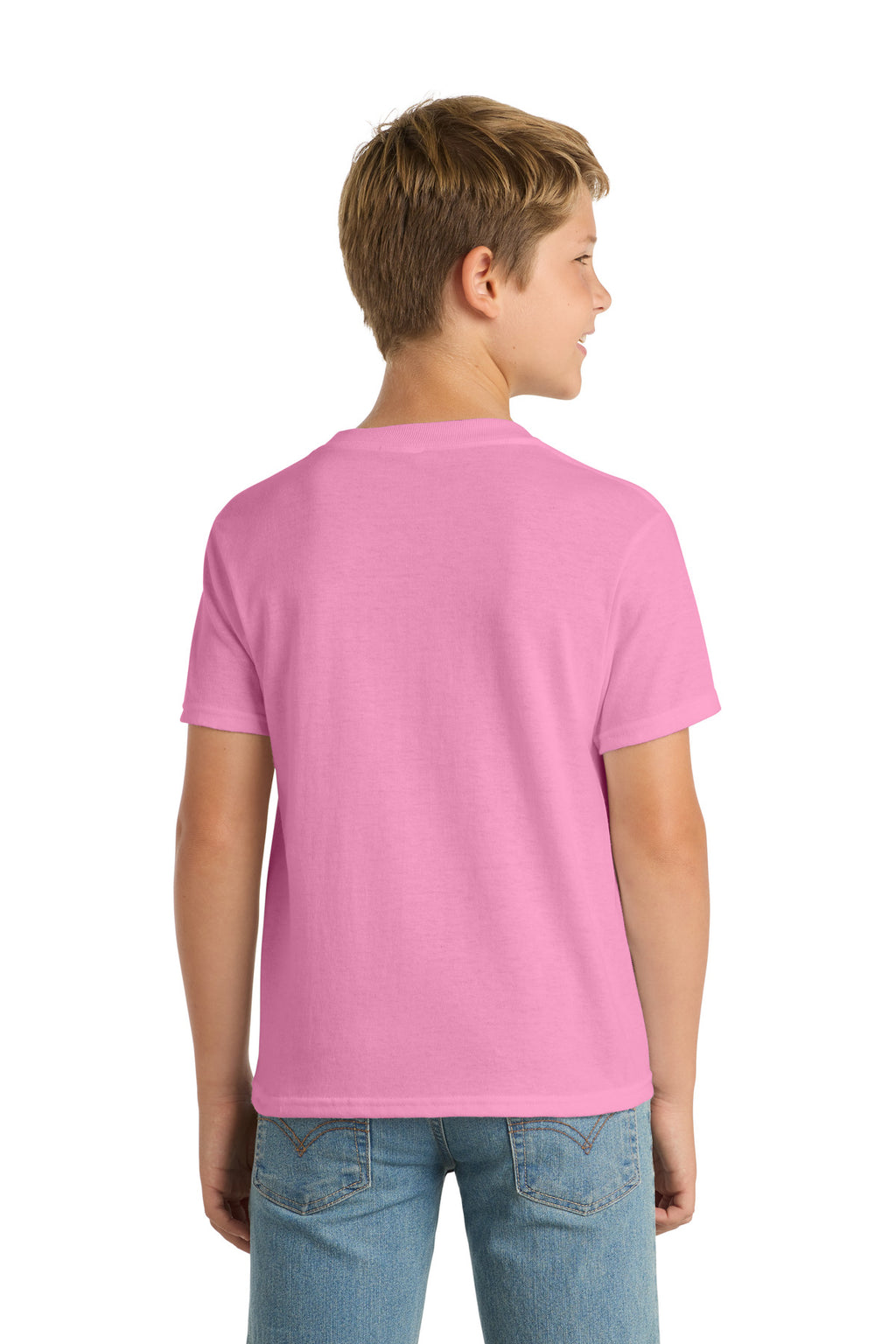 Port & Co Youth Core Blend Tee. PC55Y - Candy Pink - back