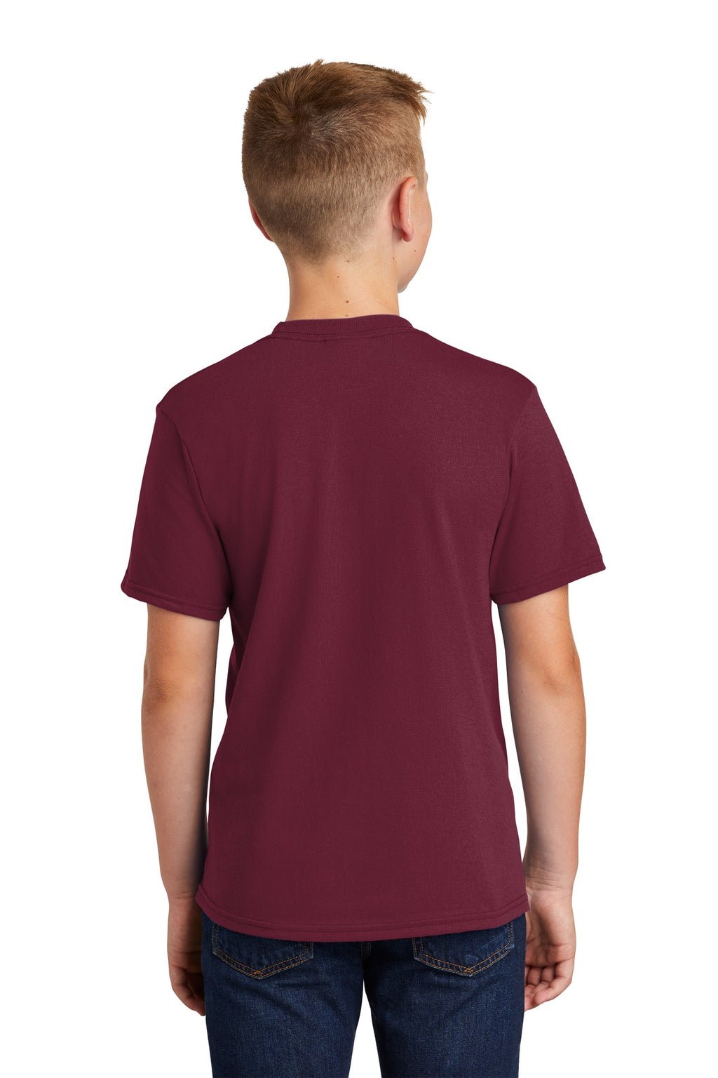 Port & Co Youth Core Blend Tee. PC55Y - Cardinal - back