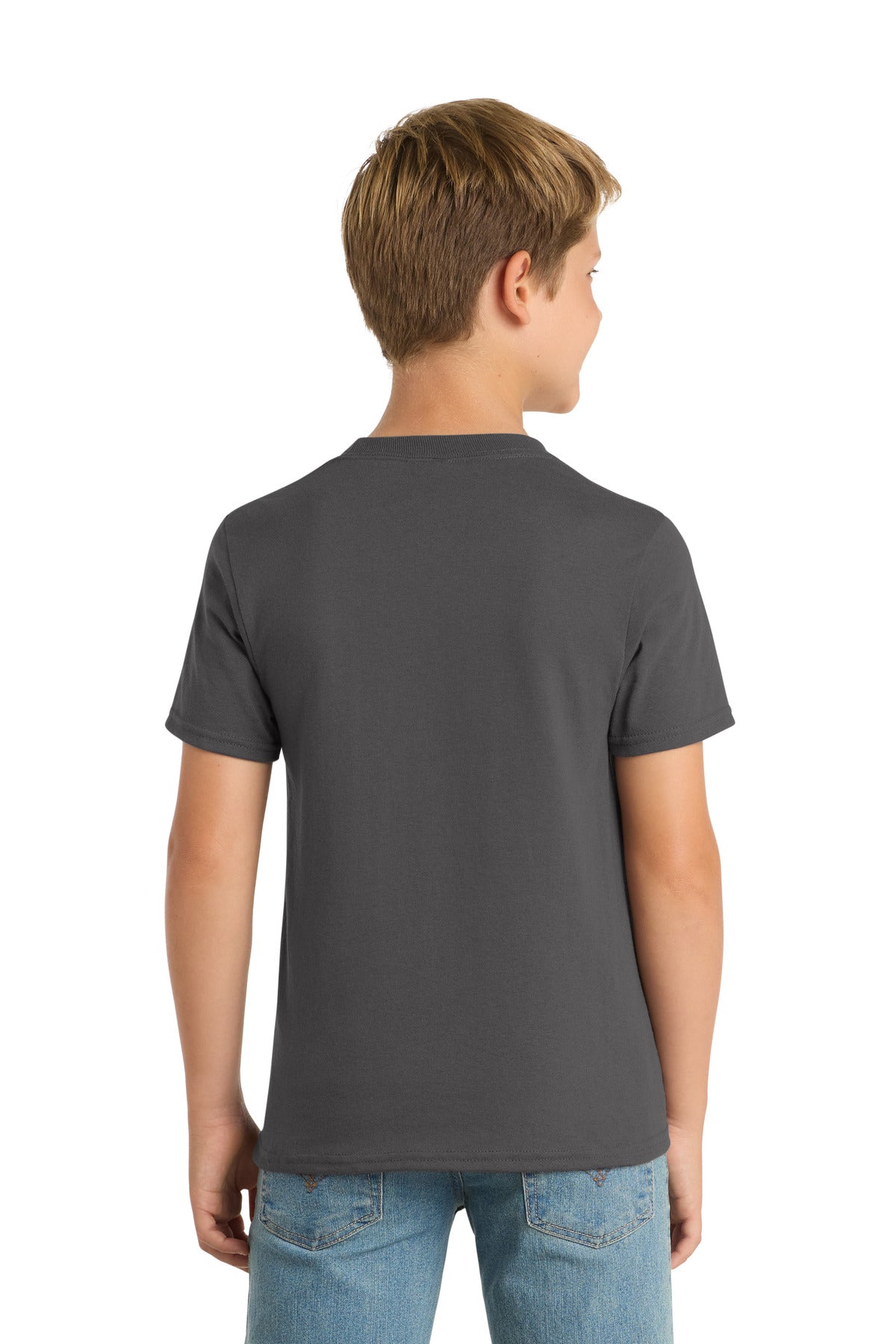 Port & Co Youth Core Blend Tee. PC55Y - Charcoal - back