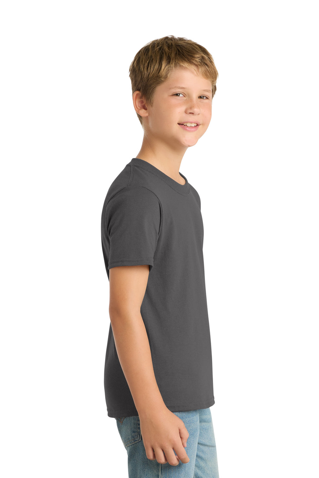 Port & Co Youth Core Blend Tee. PC55Y - Charcoal - side