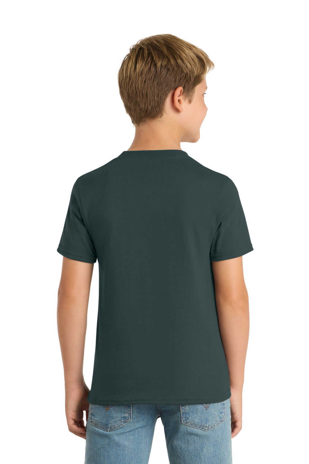 Port & Co Youth Core Blend Tee. PC55Y - Dark Green - back