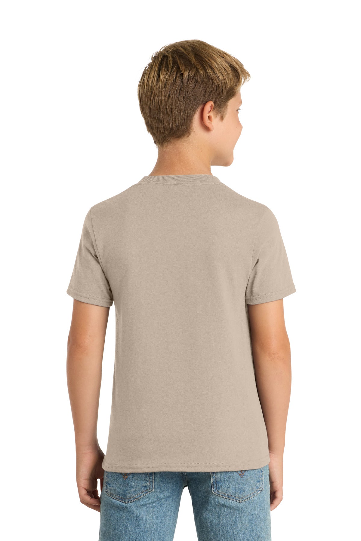 Port & Co Youth Core Blend Tee. PC55Y - Desert Sand - back