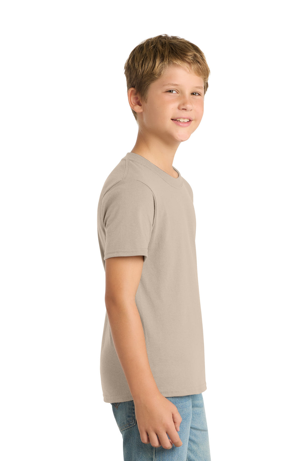 Port & Co Youth Core Blend Tee. PC55Y - Desert Sand - side
