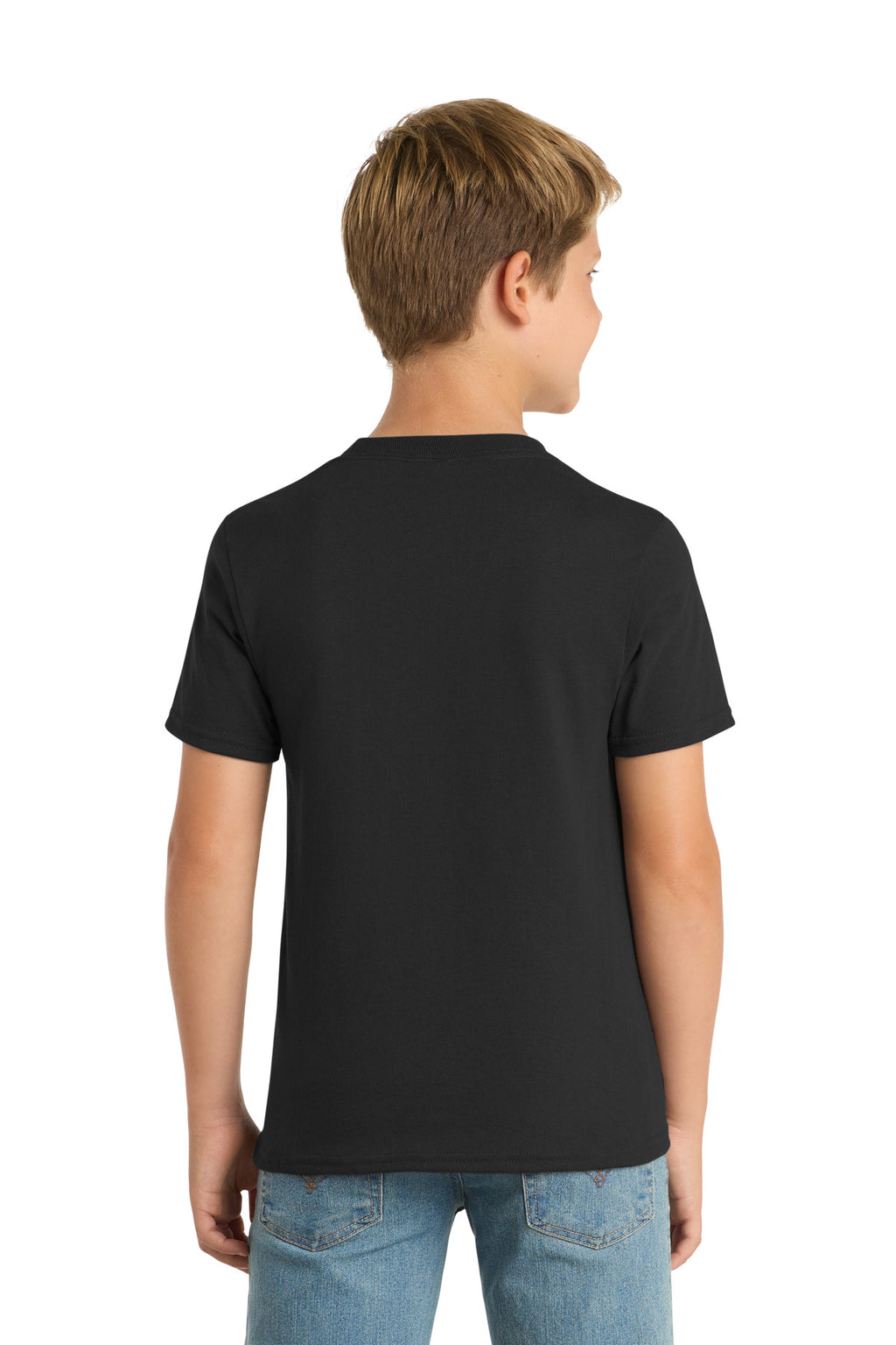Port & Co Youth Core Blend Tee. PC55Y - Jet Black - back