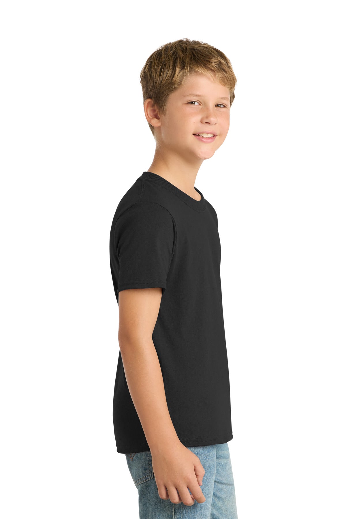 Port & Co Youth Core Blend Tee. PC55Y - Jet Black - side