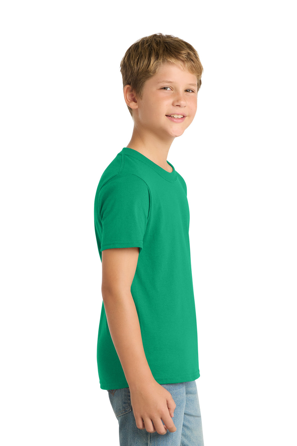 Port & Co Youth Core Blend Tee. PC55Y - Kelly - side