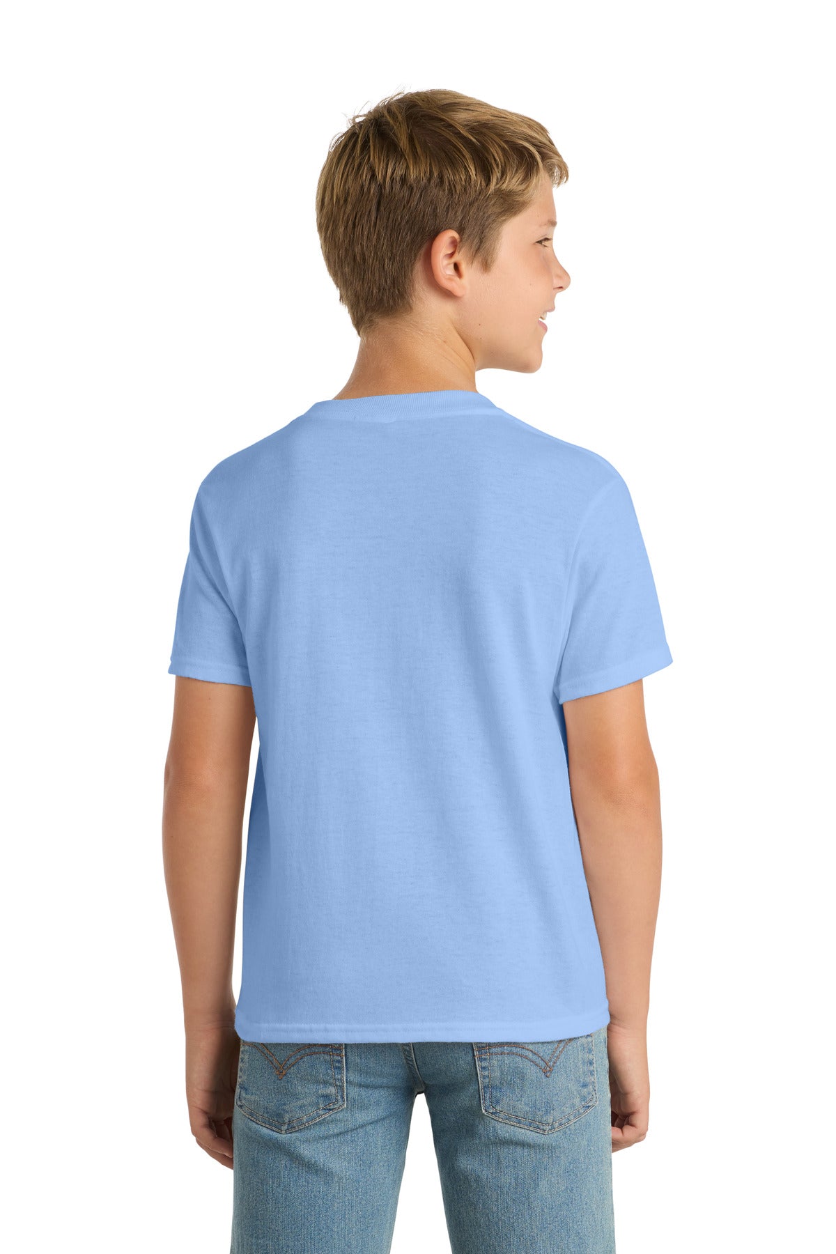 Port & Co Youth Core Blend Tee. PC55Y - Light Blue - back
