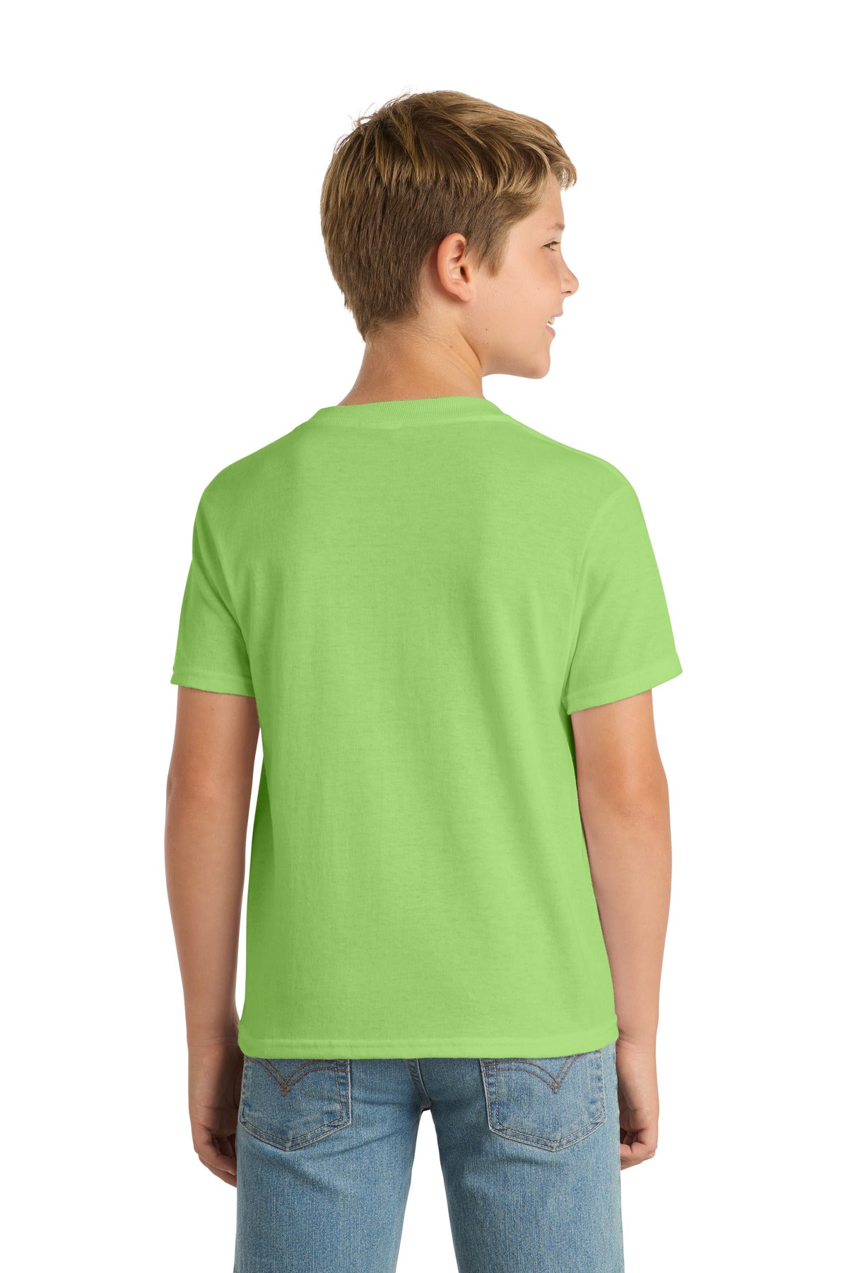 Port & Co Youth Core Blend Tee. PC55Y - Lime - back