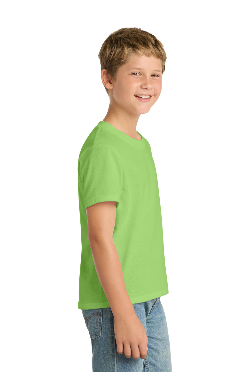 Port & Co Youth Core Blend Tee. PC55Y - Lime - side