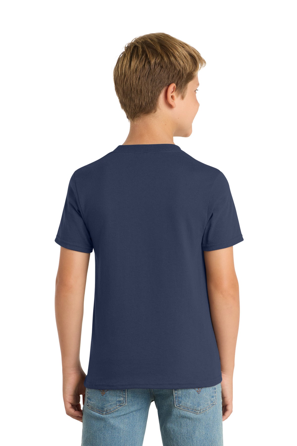 Port & Co Youth Core Blend Tee. PC55Y - Navy - back