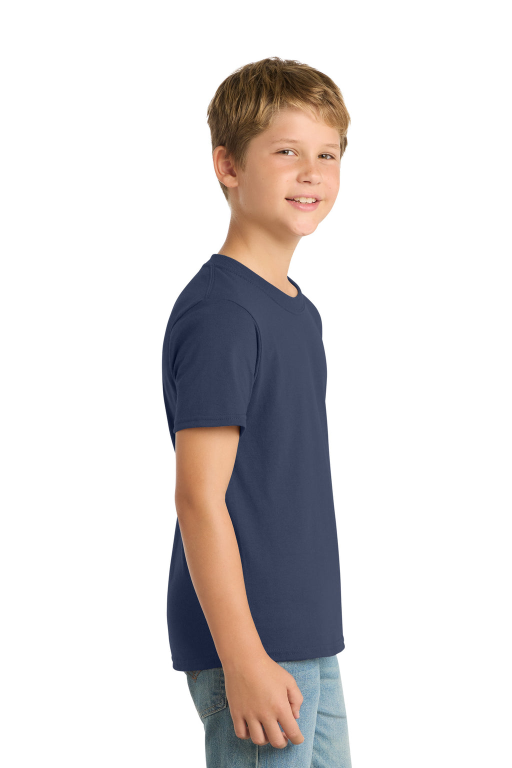 Port & Co Youth Core Blend Tee. PC55Y - Navy - side