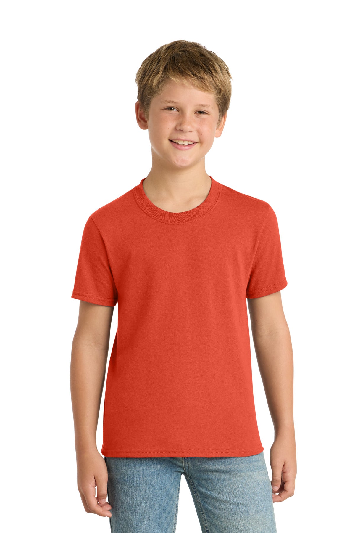 Port & Co Youth Core Blend Tee. PC55Y - Orange - front