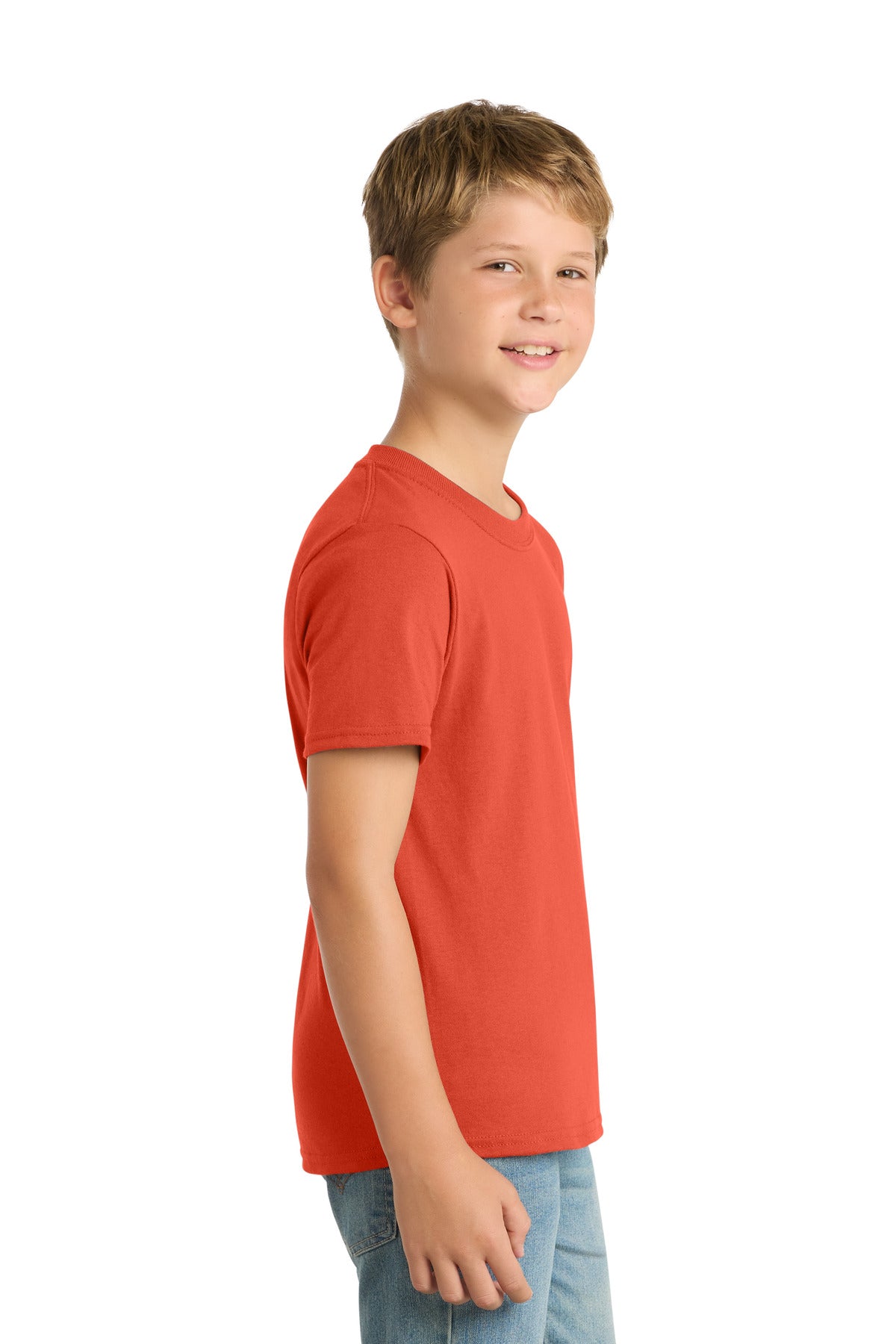 Port & Co Youth Core Blend Tee. PC55Y - Orange - side