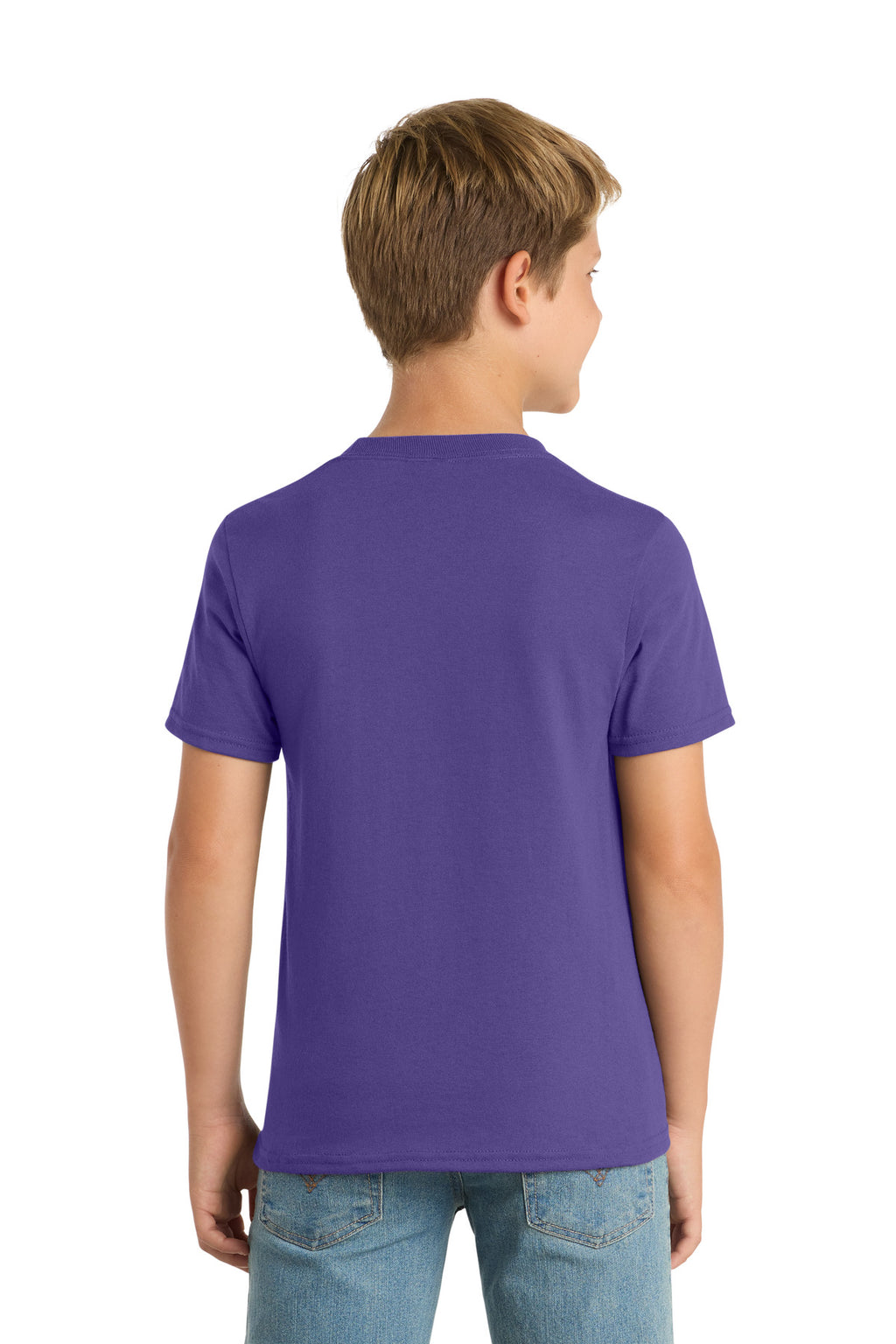 Port & Co Youth Core Blend Tee. PC55Y - Purple - back