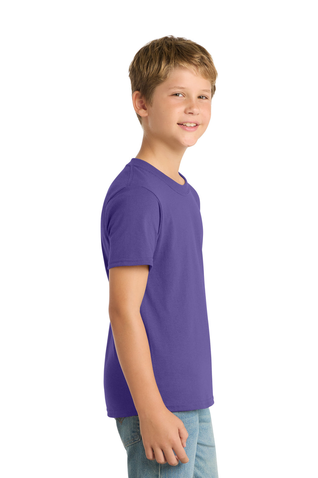 Port & Co Youth Core Blend Tee. PC55Y - Purple - side