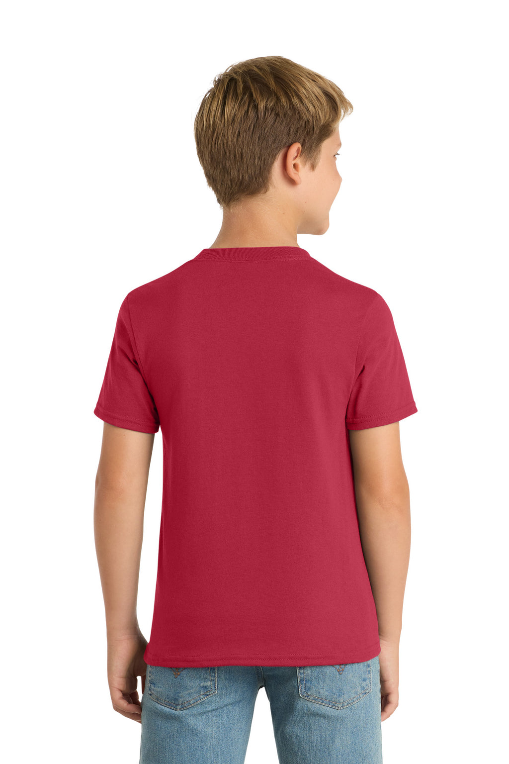 Port & Co Youth Core Blend Tee. PC55Y - Red - back