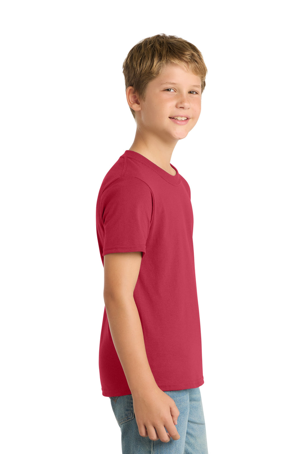 Port & Co Youth Core Blend Tee. PC55Y - Red - side