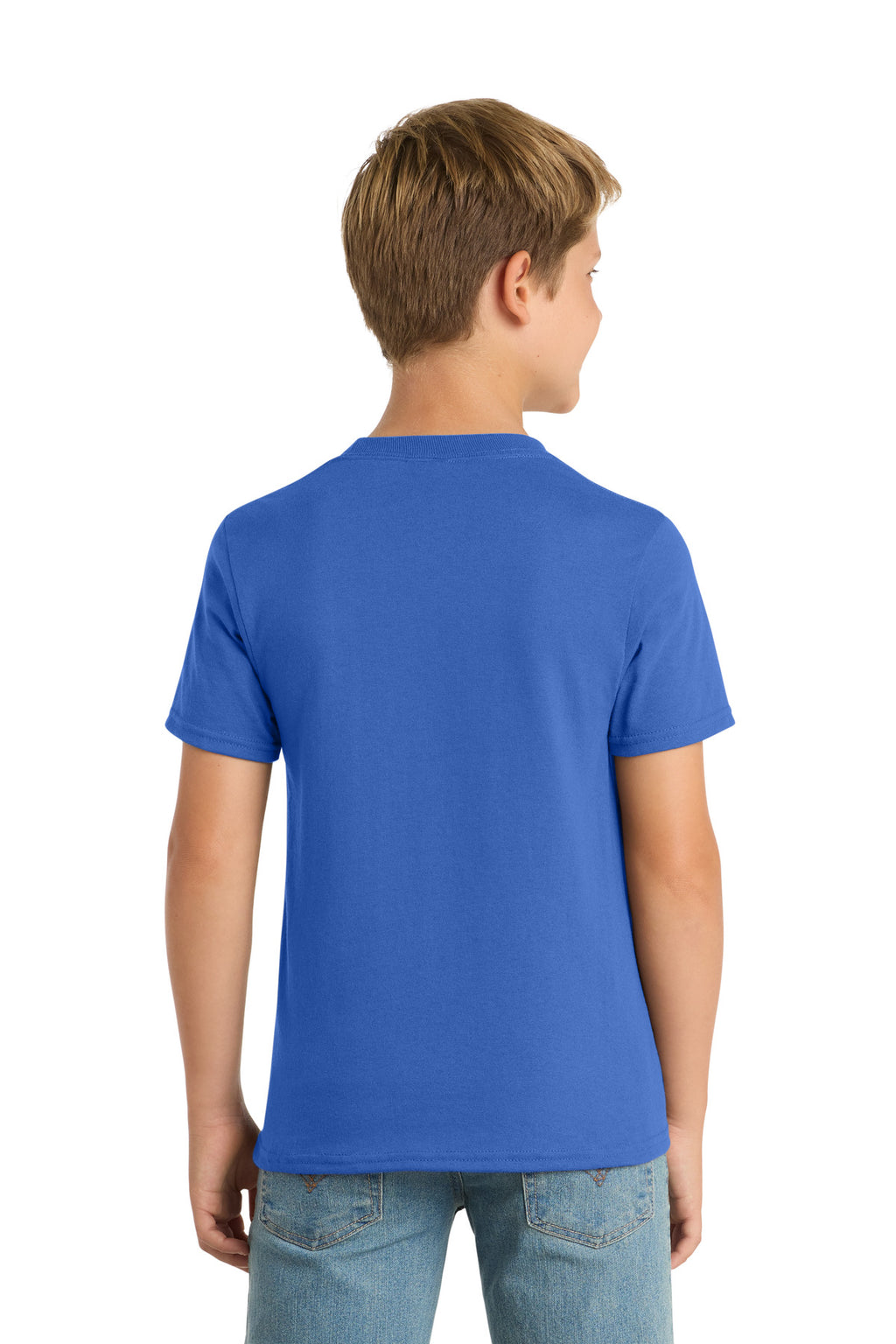 Port & Co Youth Core Blend Tee. PC55Y - Royal - back