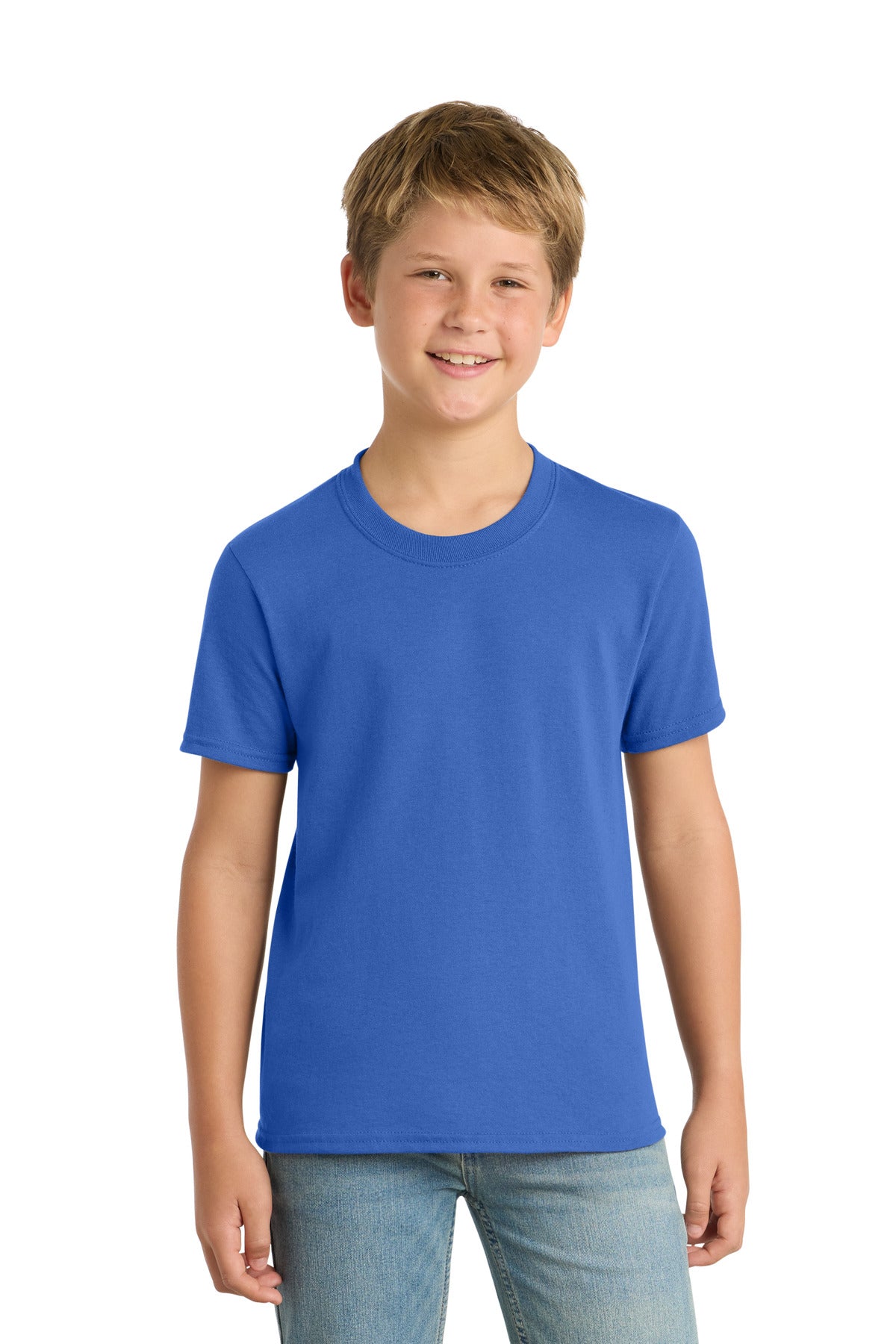 Port & Co Youth Core Blend Tee. PC55Y - Royal - front