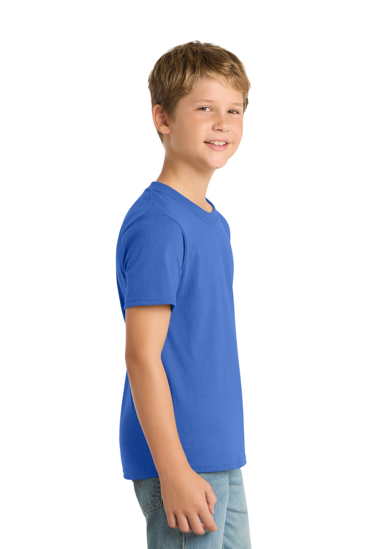 Port & Co Youth Core Blend Tee. PC55Y - Royal - side