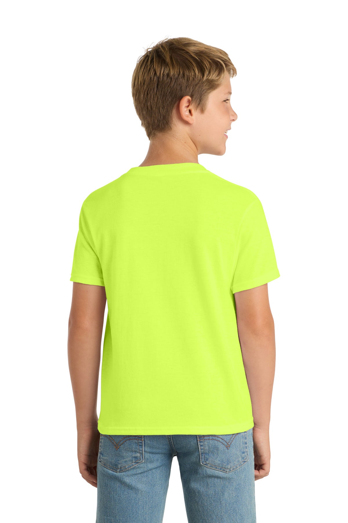 Port & Co Youth Core Blend Tee. PC55Y - Safety Green - back