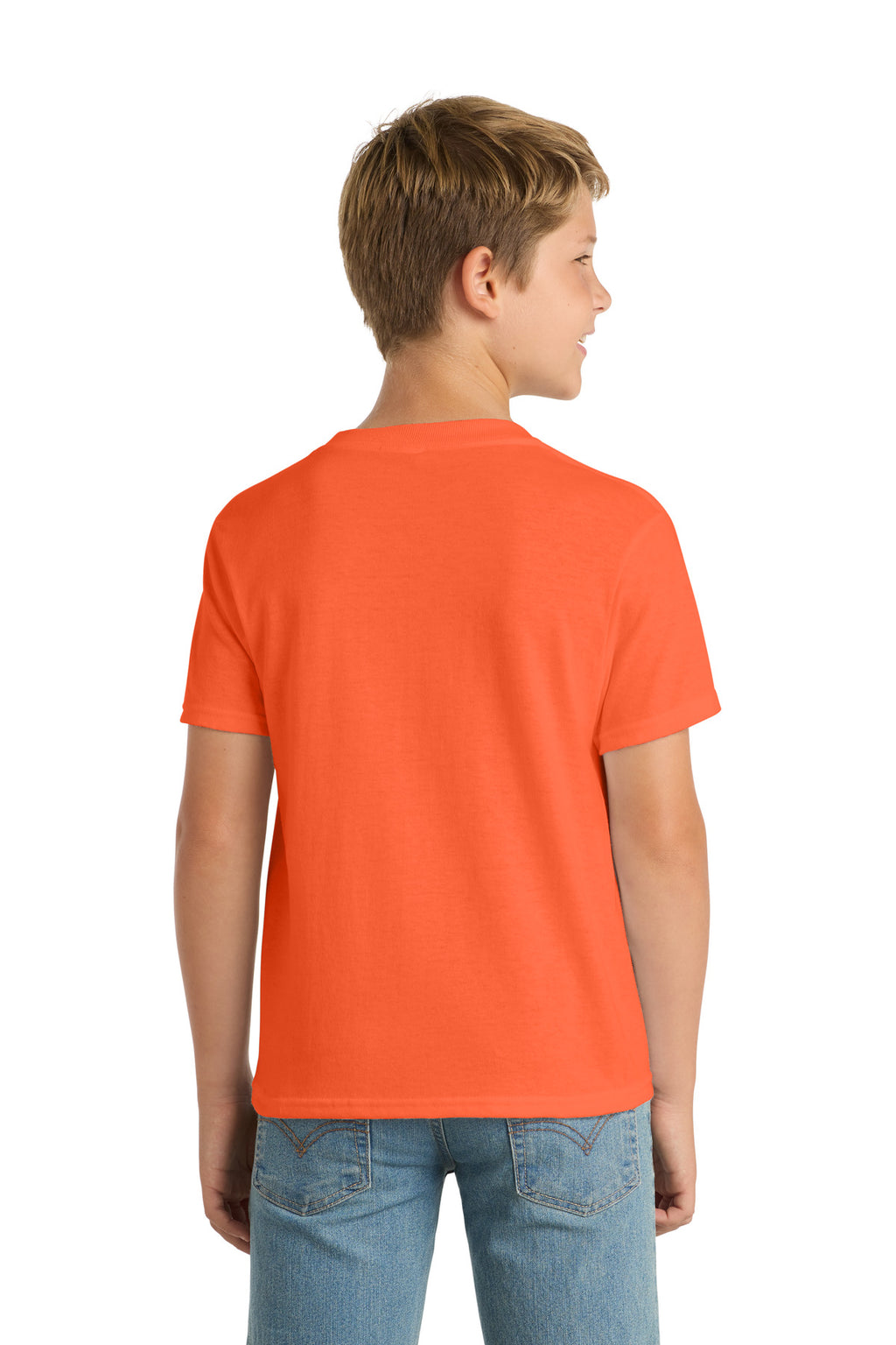Port & Co Youth Core Blend Tee. PC55Y - Safety Orange - back