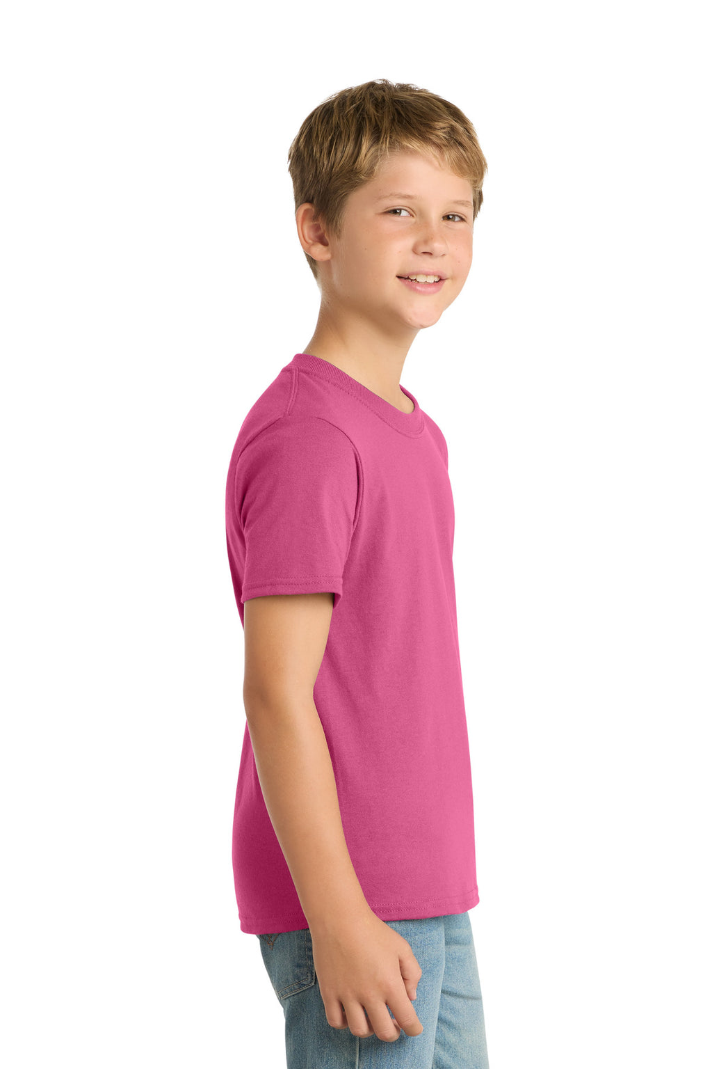 Port & Co Youth Core Blend Tee. PC55Y - Sangria - side