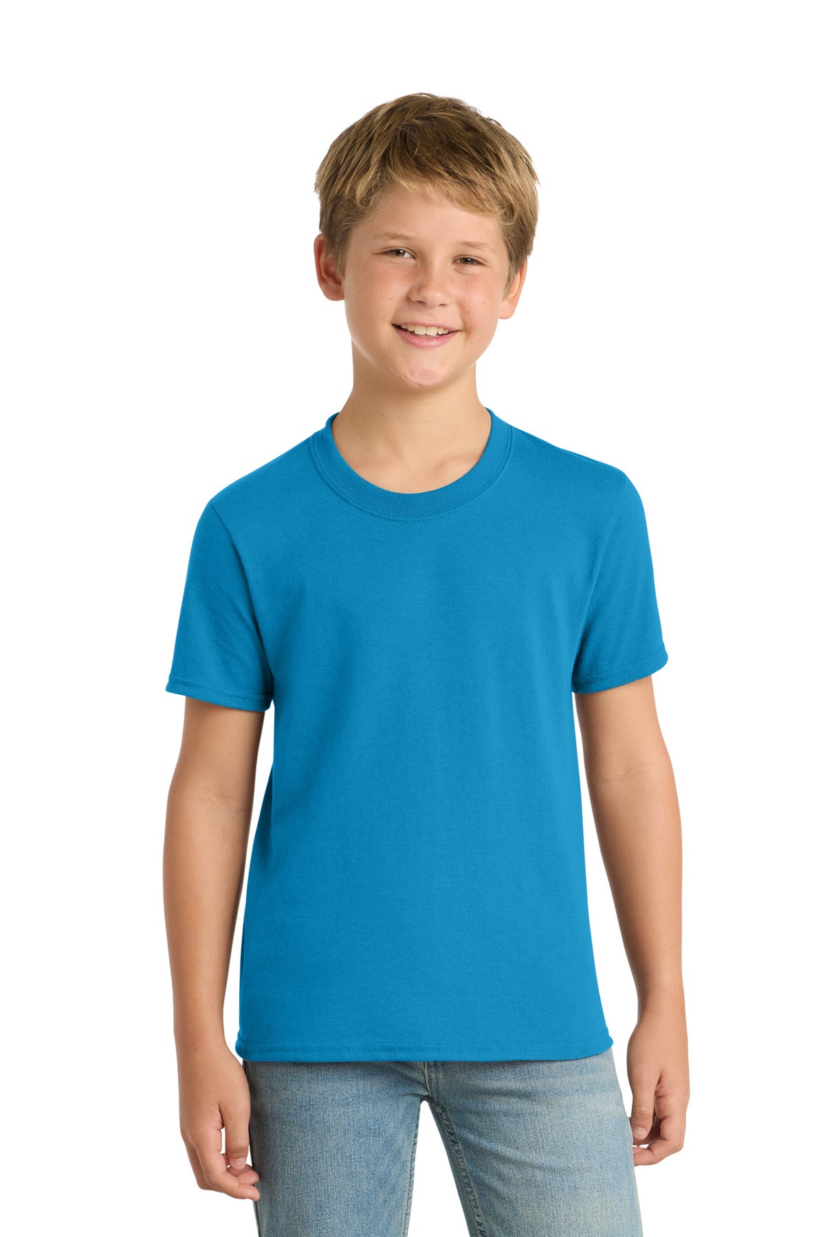 Port & Co Youth Core Blend Tee. PC55Y - Sapphire - front