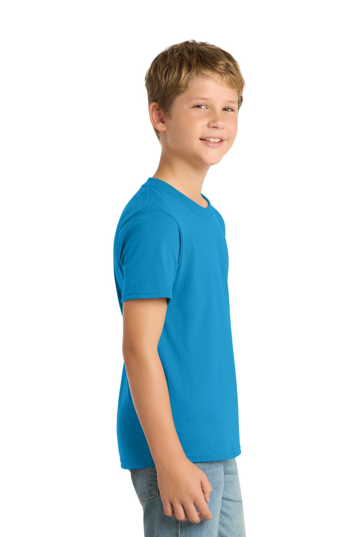 Port & Co Youth Core Blend Tee. PC55Y - Sapphire - side