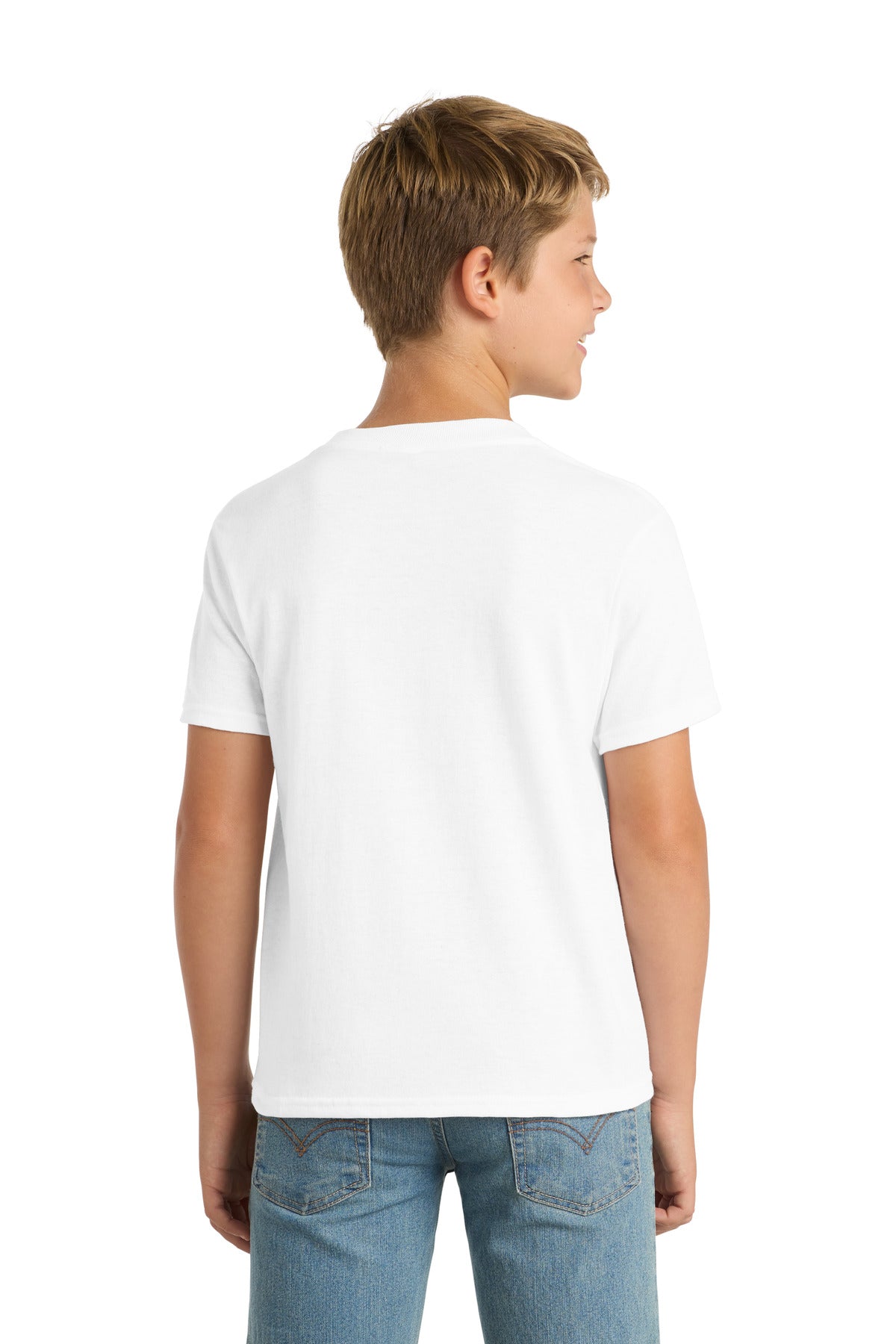 Port & Co Youth Core Blend Tee. PC55Y - White - back