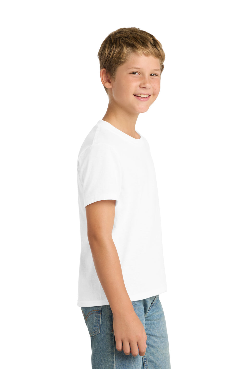 Port & Co Youth Core Blend Tee. PC55Y - White - side