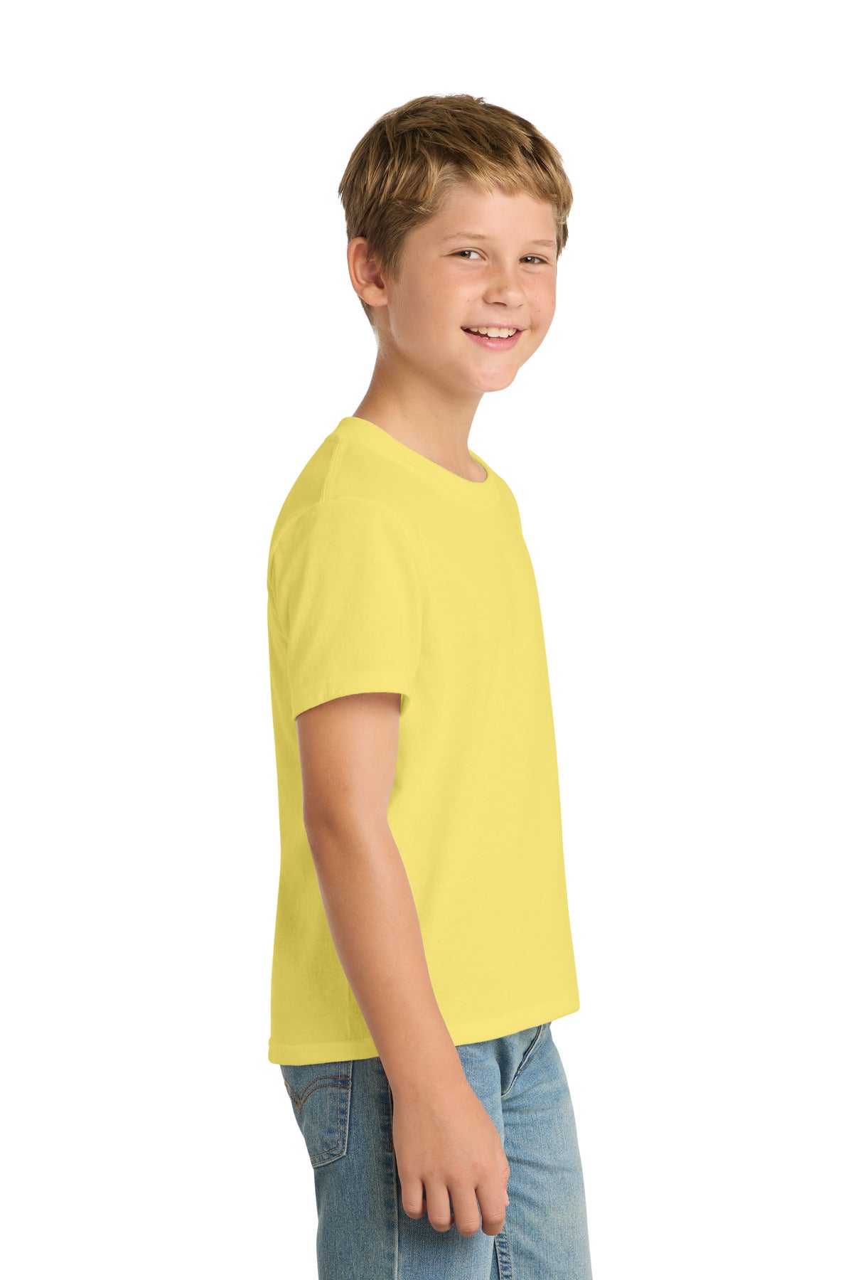 Port & Co Youth Core Blend Tee. PC55Y - Yellow - side
