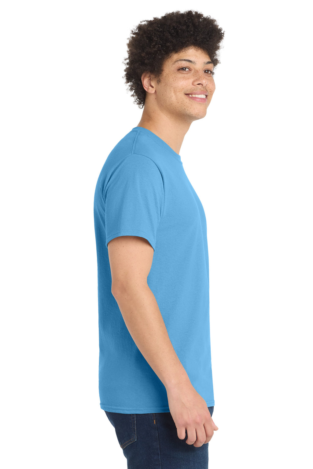Port & Co Core Blend Tee. PC55 - Aquatic Blue - side