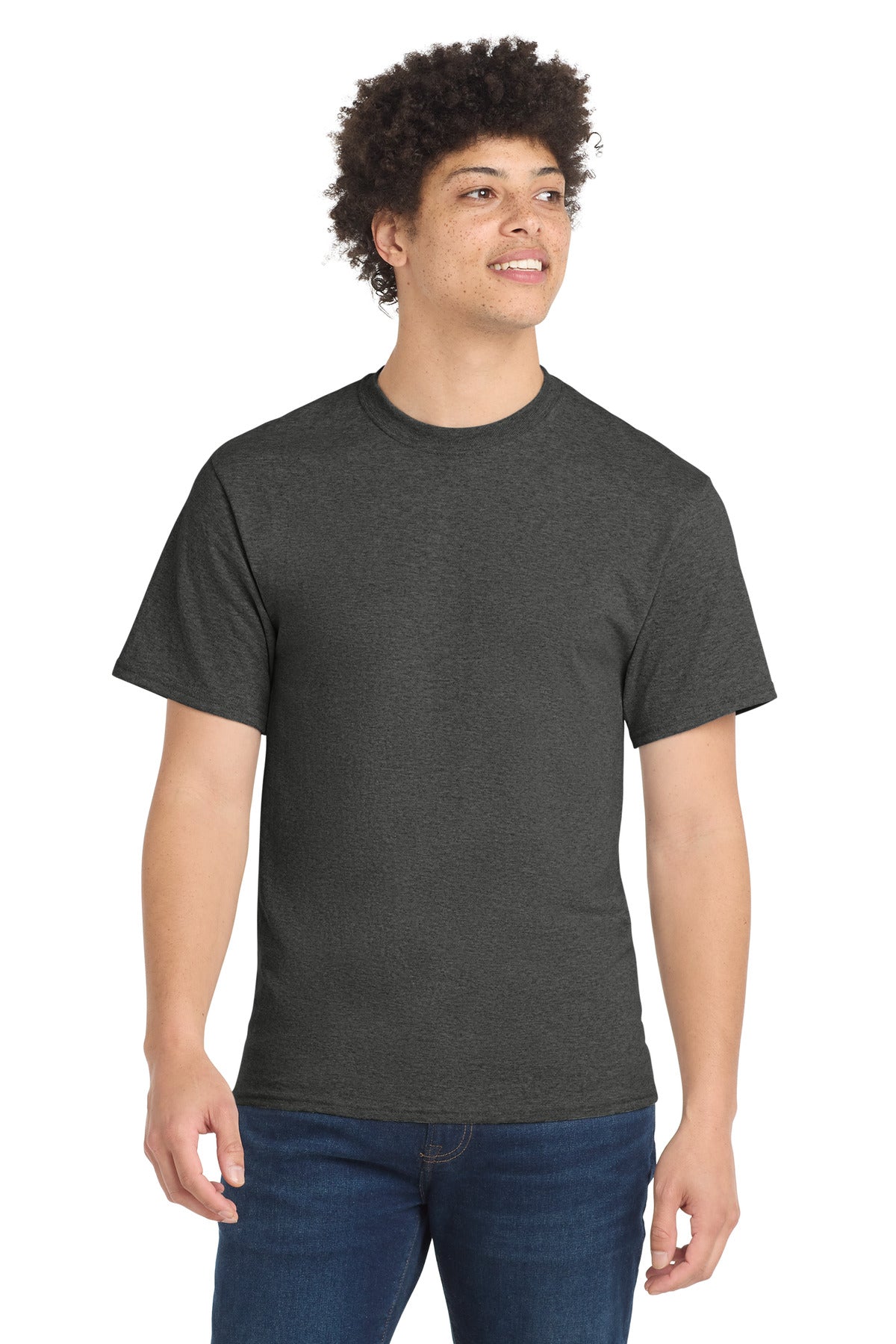 Port & Co Core Blend Tee. PC55 - Black Heather - front