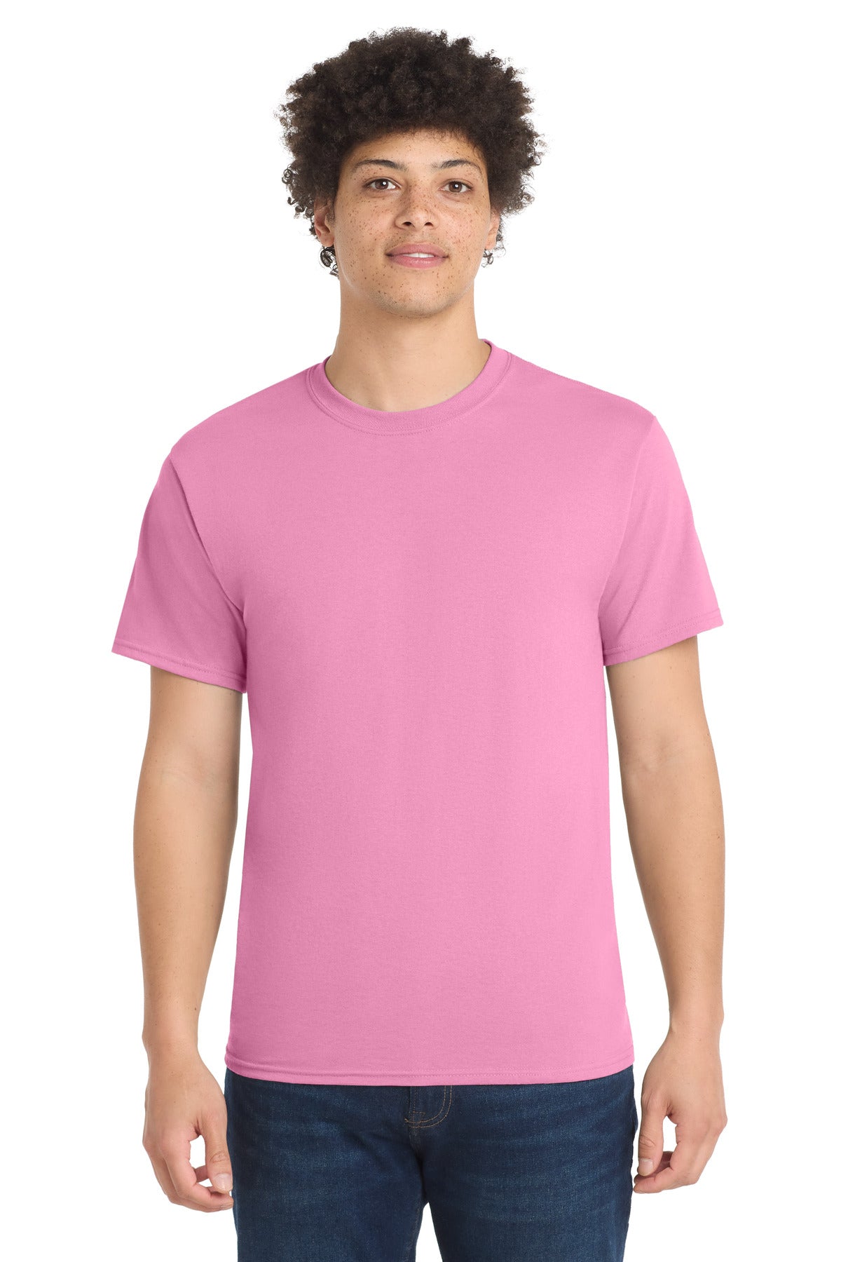 Port & Co Core Blend Tee. PC55 - Candy Pink - front