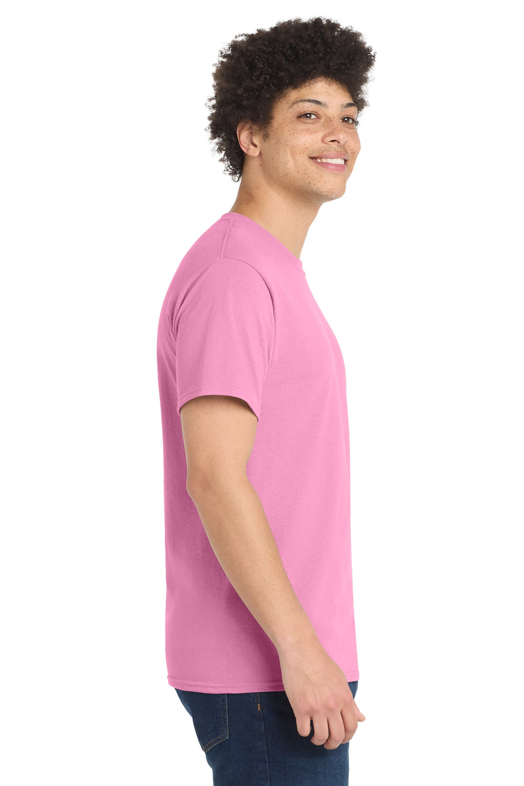 Port & Co Core Blend Tee. PC55 - Candy Pink - side