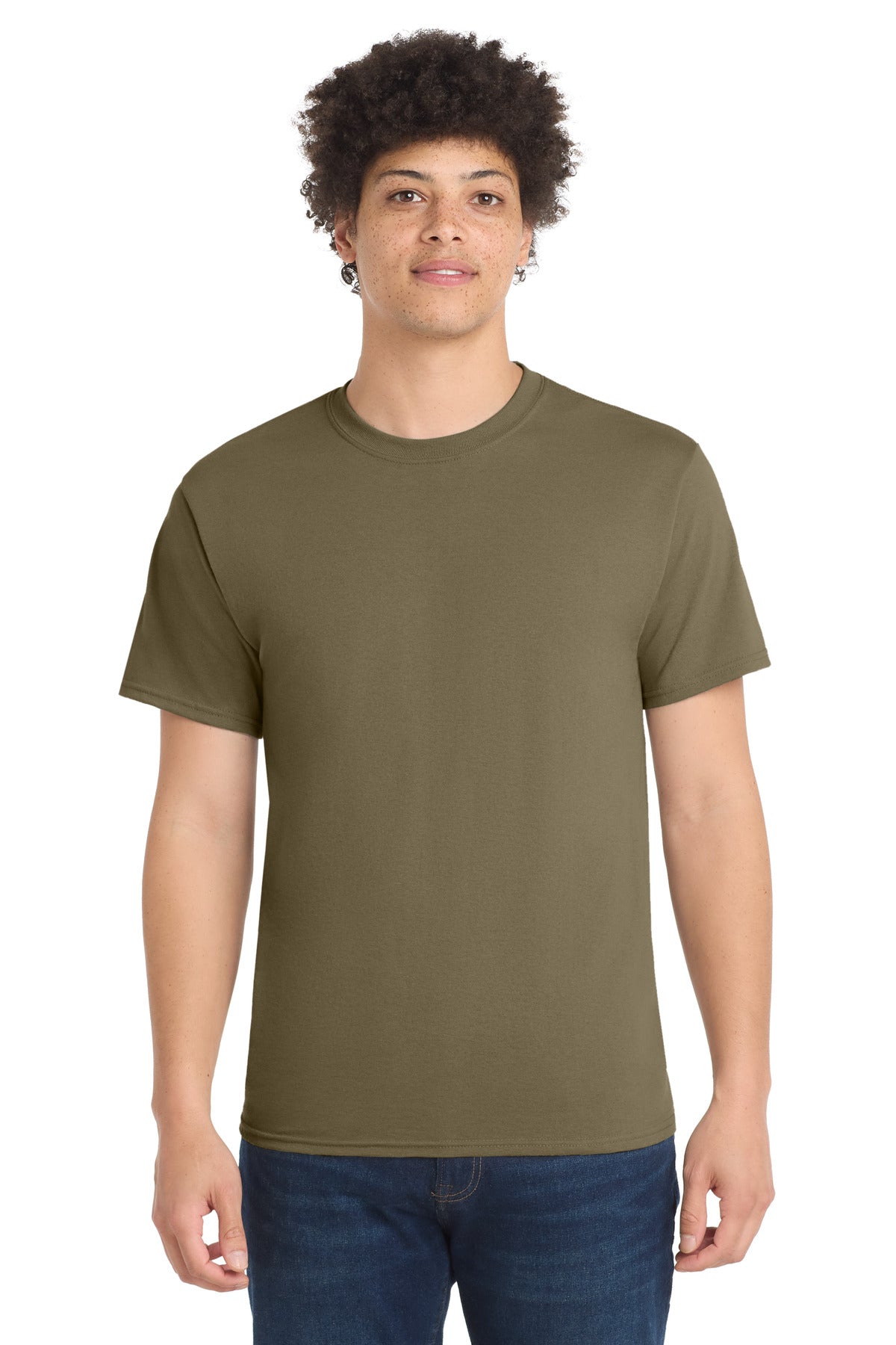 Port & Co Core Blend Tee. PC55 - Coyote Brown - front