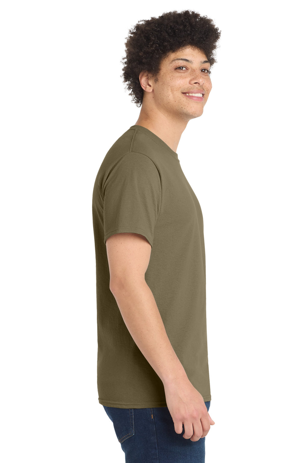 Port & Co Core Blend Tee. PC55 - Coyote Brown - side