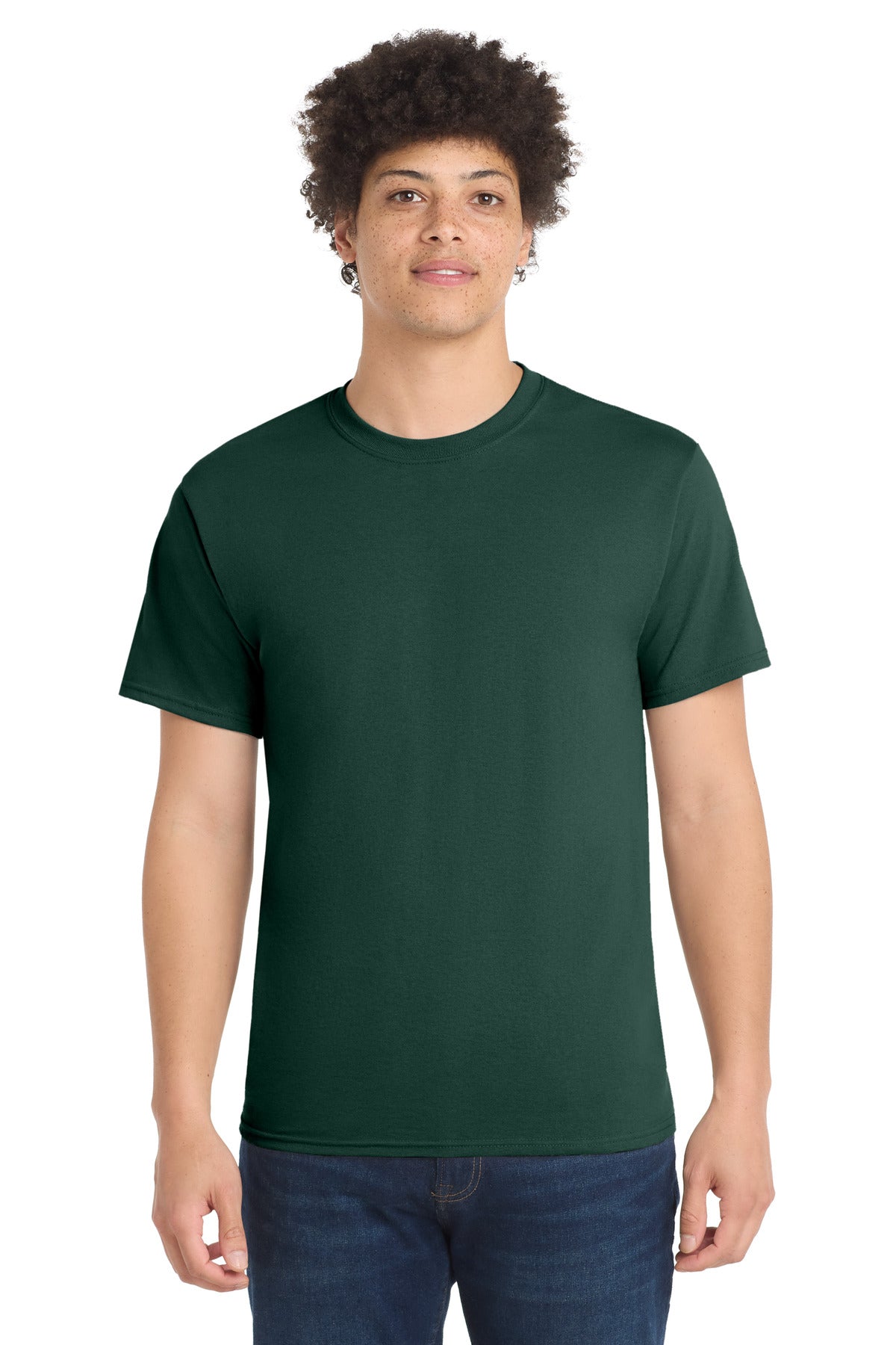 Port & Co Core Blend Tee. PC55 - Dark Green - front