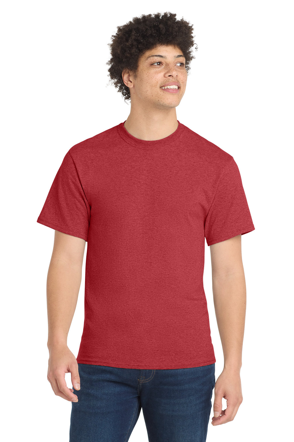 Port & Co Core Blend Tee. PC55 - Heather Red - front