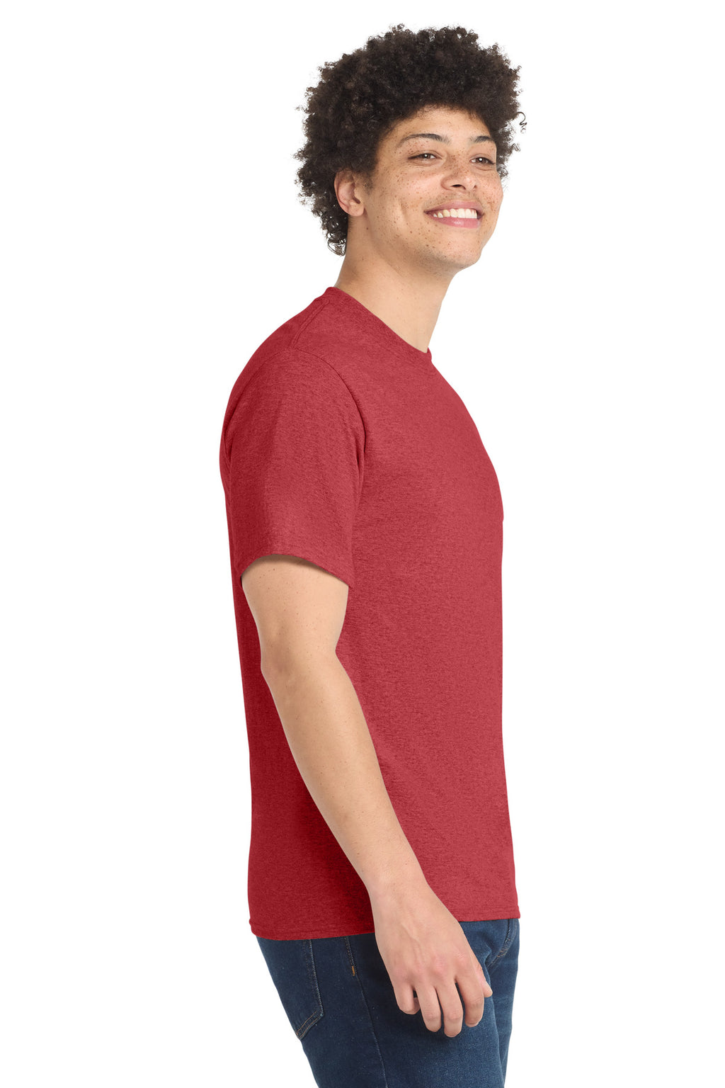 Port & Co Core Blend Tee. PC55 - Heather Red - side