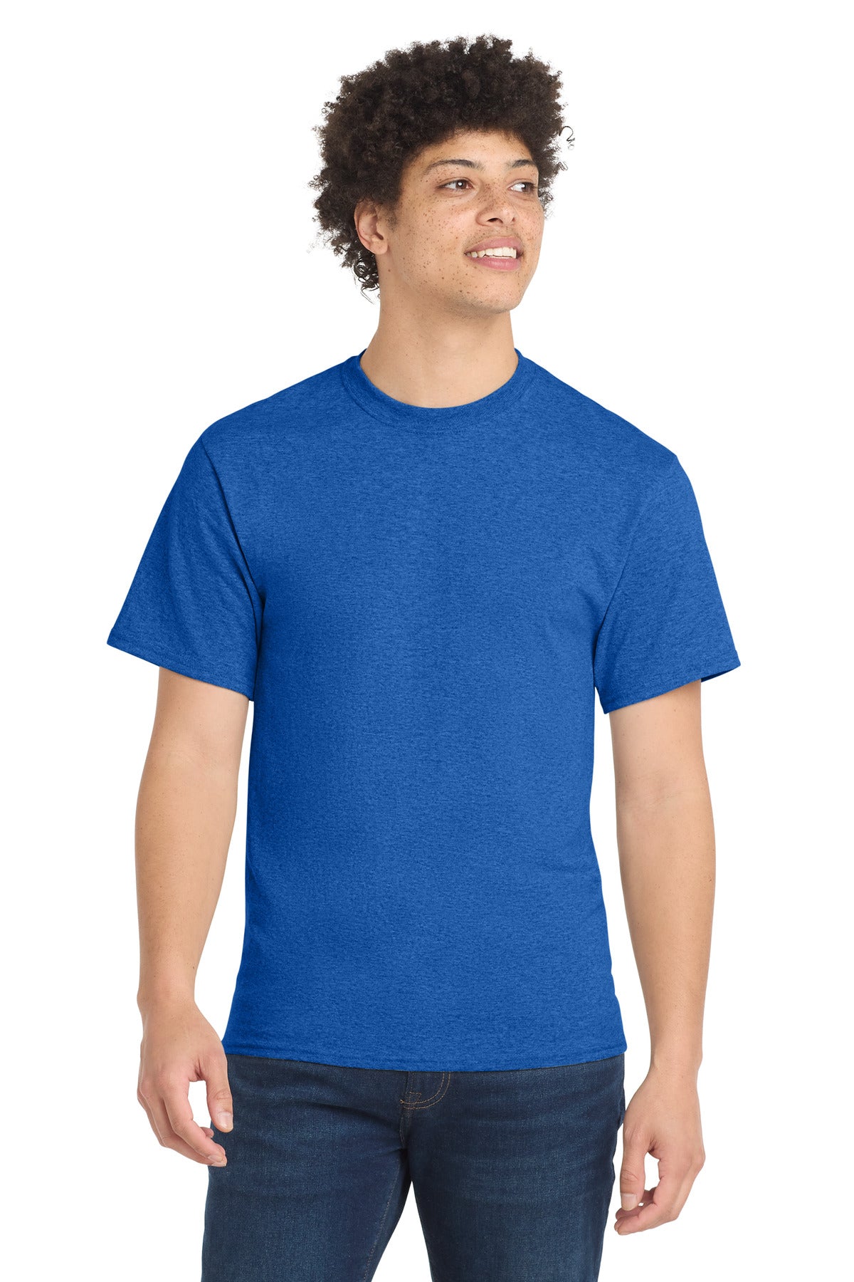 Port & Co Core Blend Tee. PC55 - Heather Royal - front