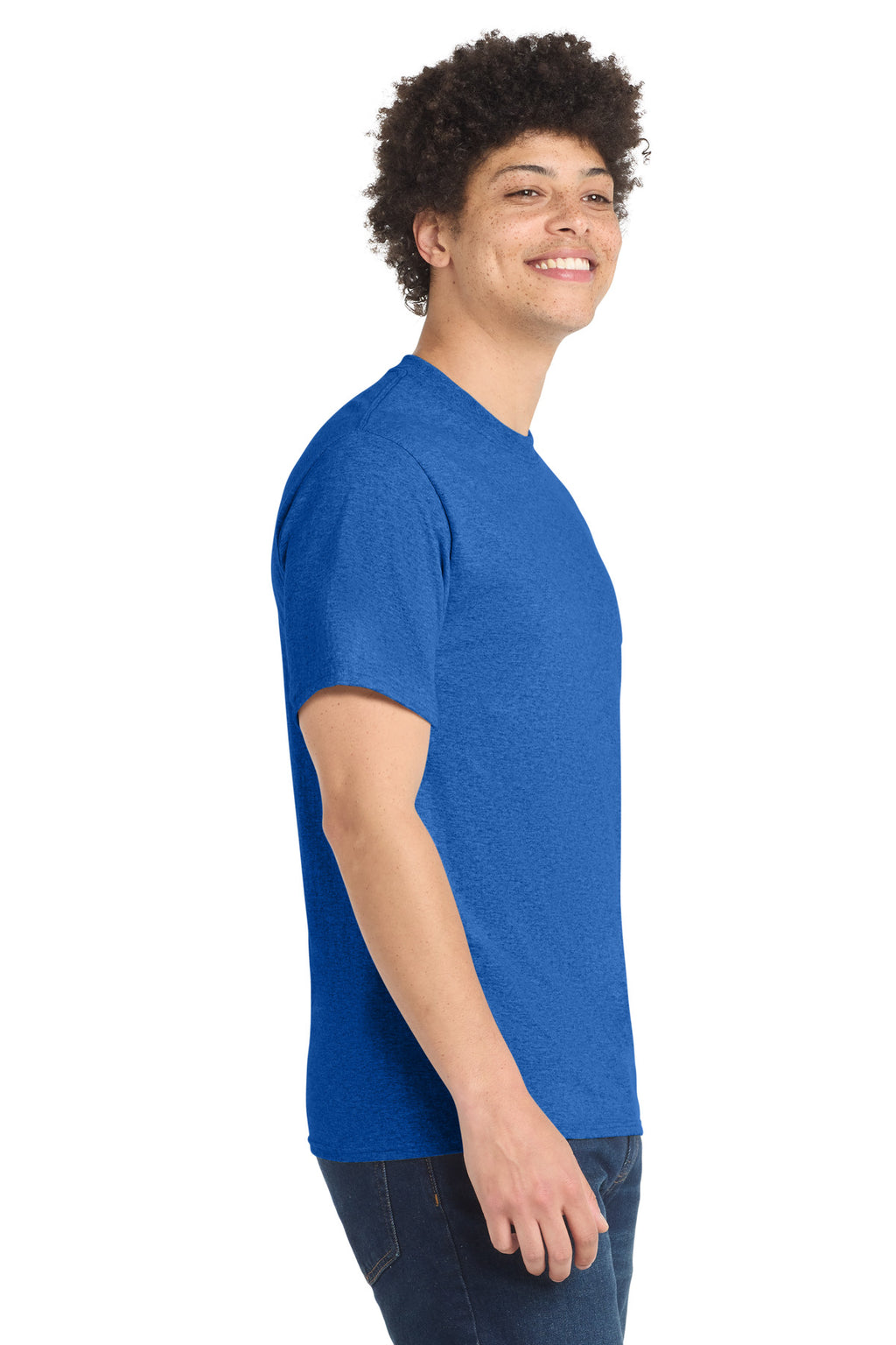 Port & Co Core Blend Tee. PC55 - Heather Royal - side