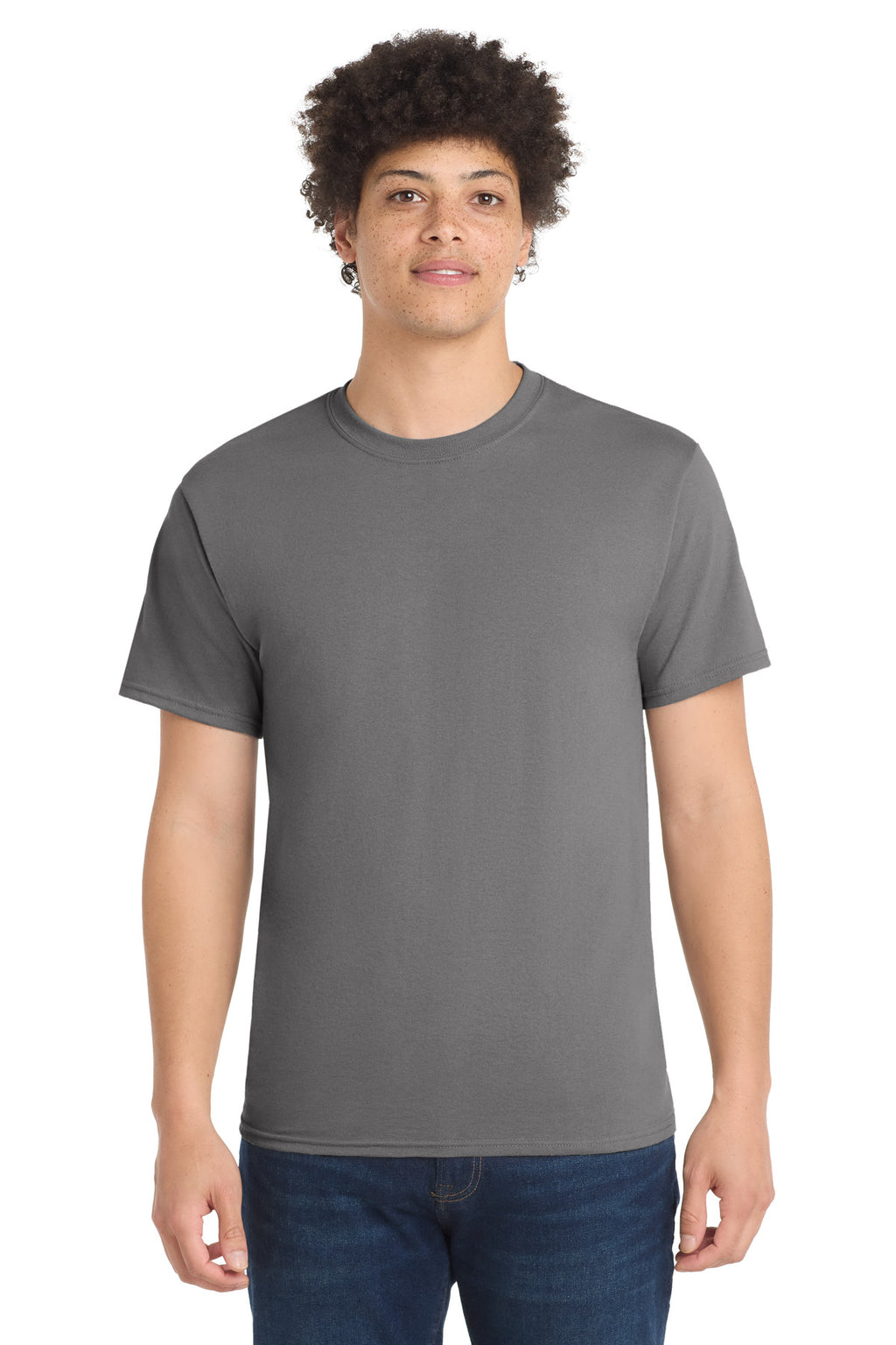 Port & Co Core Blend Tee. PC55 - Medium Grey - front