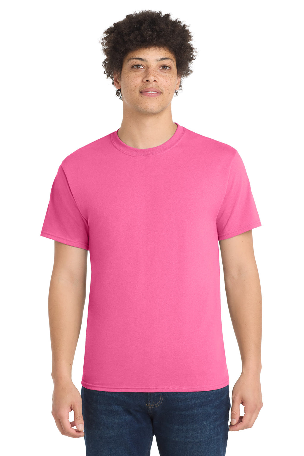 Port & Co Core Blend Tee. PC55 - Neon Pink - front