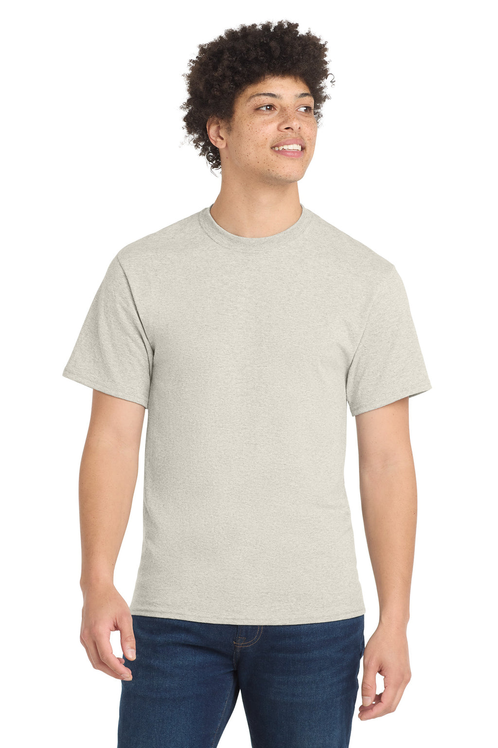 Port & Co Core Blend Tee. PC55 - Oatmeal Heather - front