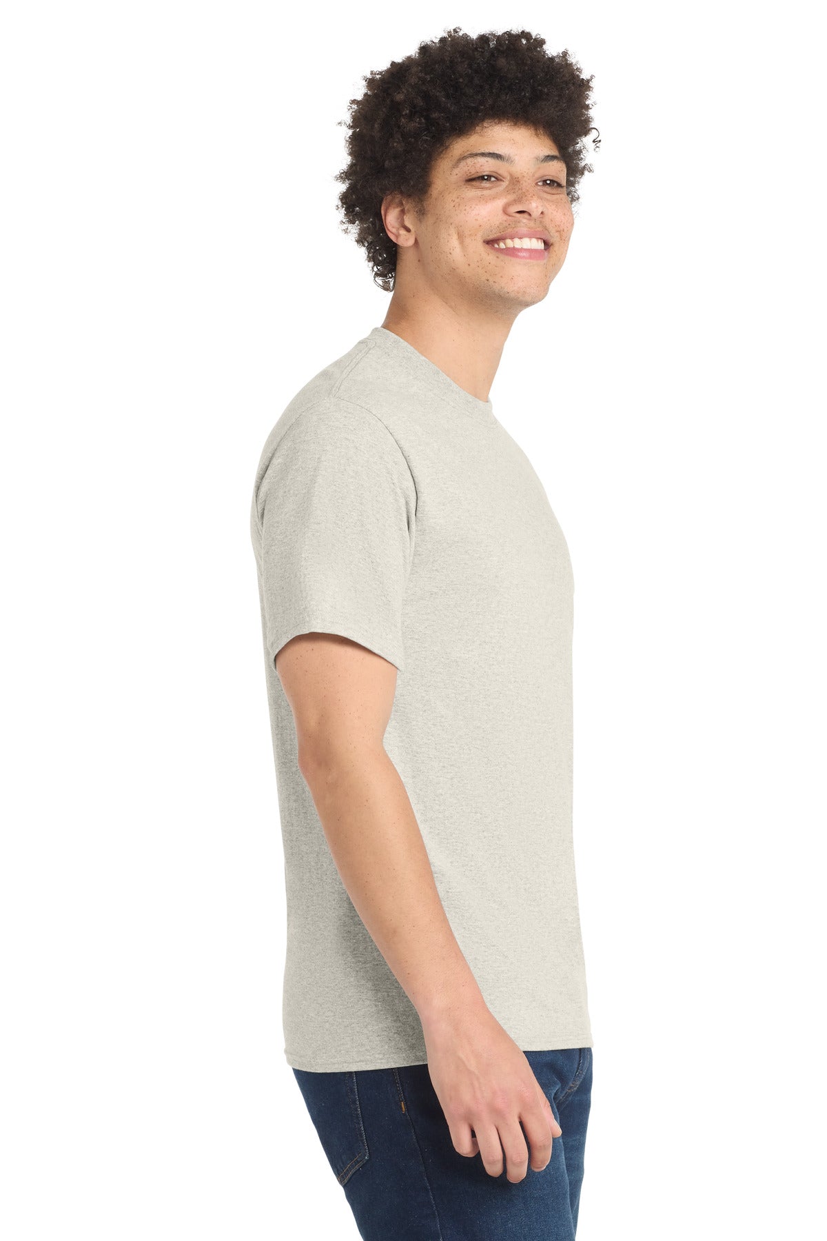 Port & Co Core Blend Tee. PC55 - Oatmeal Heather - side