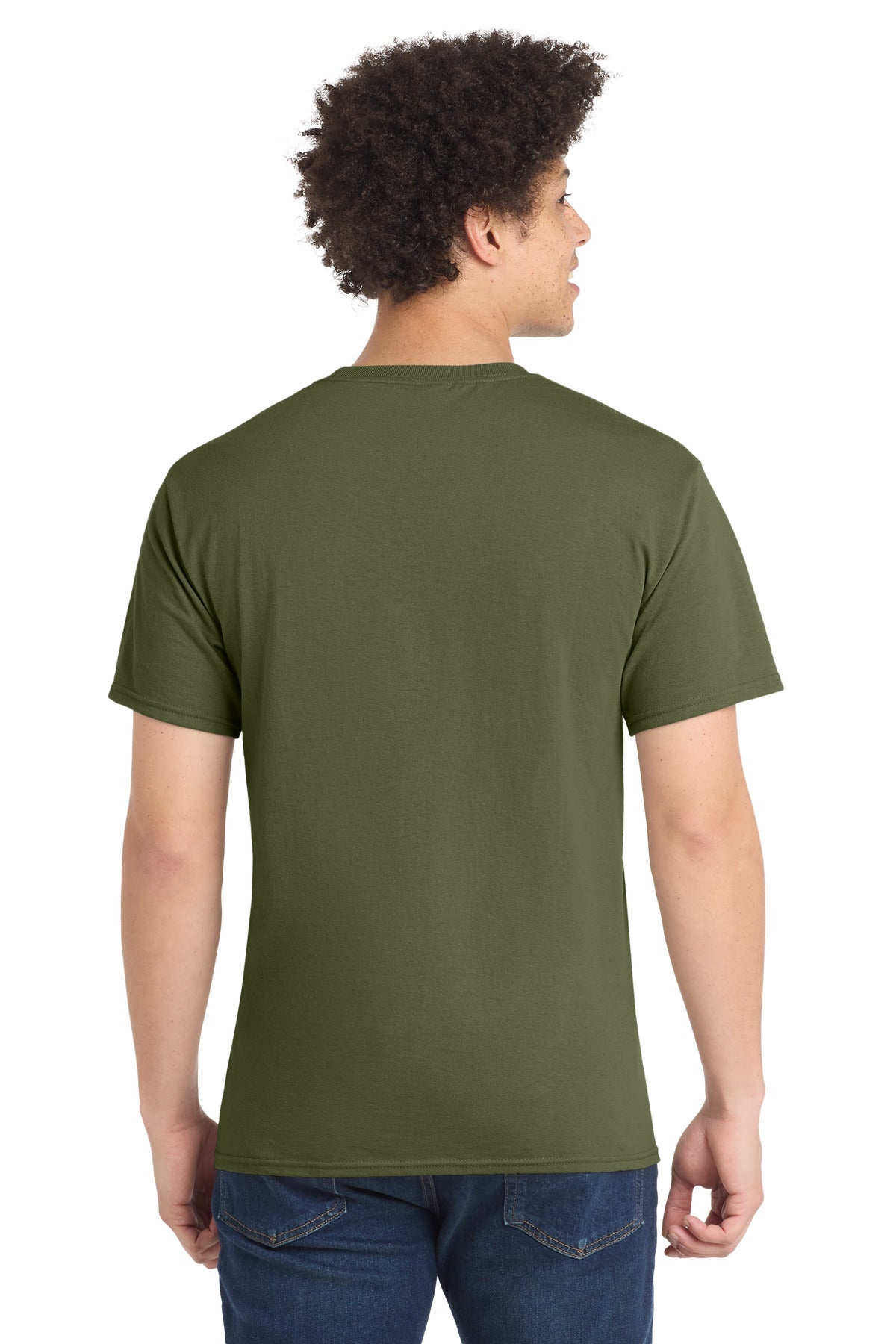 Port & Co Core Blend Tee. PC55 - Olive Drab Green - back